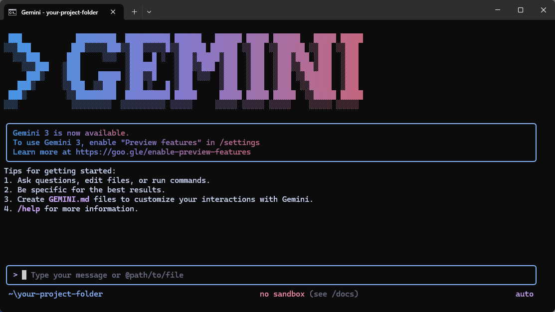 Gemini CLI 启动界面