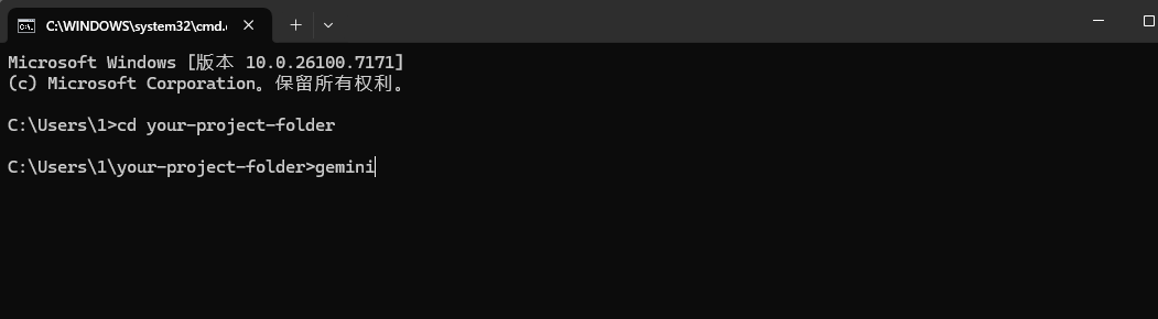 Windows CMD 运行 Gemini CLI
